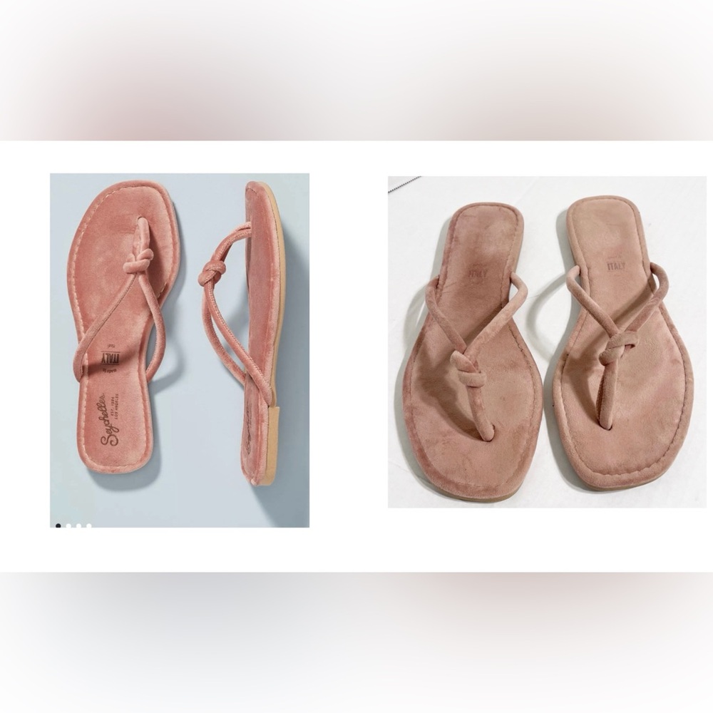 Anthropologie Seychelles Lifelong Velvet Thong Sandals Pink Knotted SOLD OUT